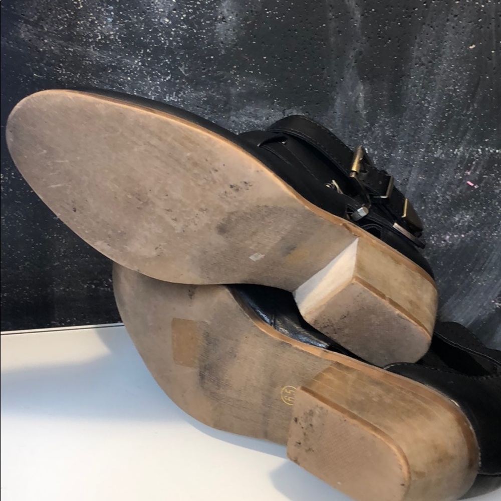 Yoki Leather Ankle Open Side Buckle Flat Booties - Picture 5 of 7